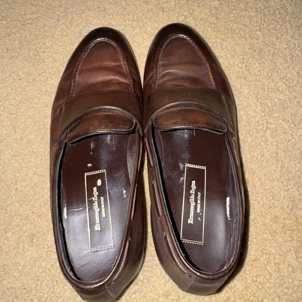 Ermenegildo Zegna Dark Brown Leather Loafers
